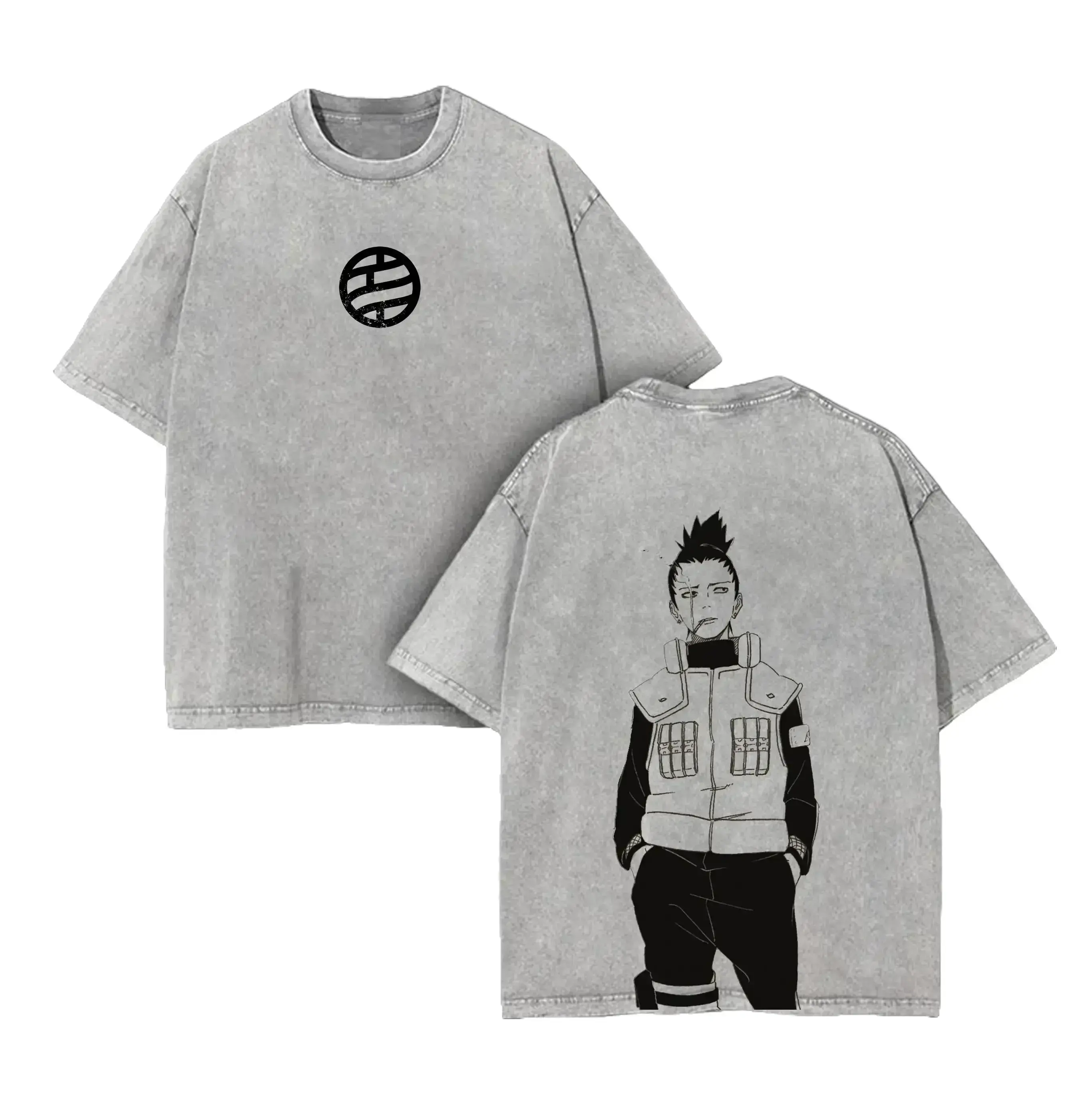 Shikamaru Nara - Naruto Anime Double Printed Vintage Washed Tee Unisex Oversize Anime Manga Washed Heavyweight Cotton T-shirt, Gift for Anime Fan, Kove Clothing Naruto Shippuden Anime Lover Menswear Top