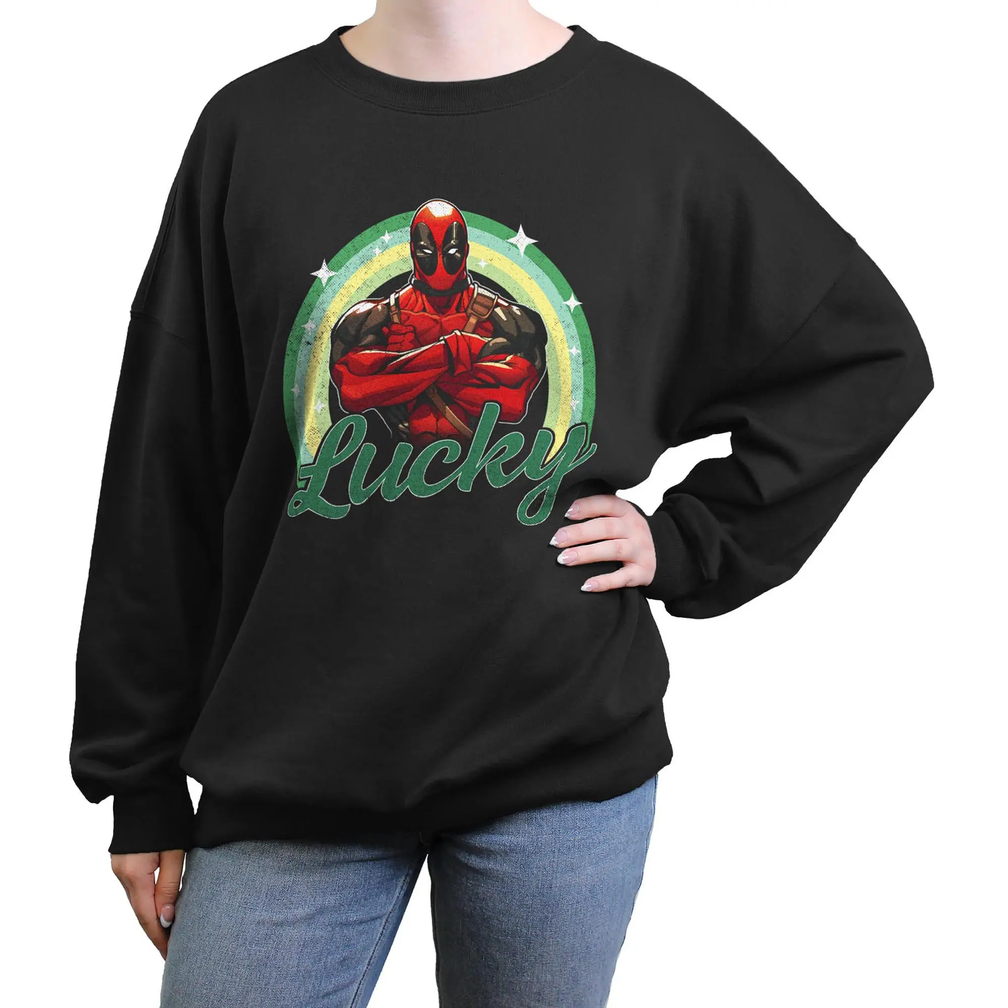Women's Licensed Marvel Deadpool Art Casual Hoodie - Juniors' Pullover Apparel, Comfortable Top