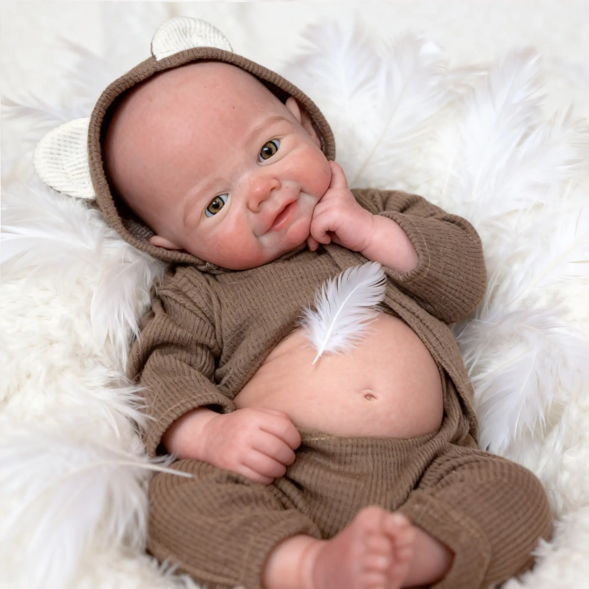 17-in Lifelike Newborn Doll, Realistic Rebirth Girl Doll with Open Mouth & Realistic Skin Texture, Handmade Softness Toy for Kids, Birthday Gift, Realistic Rebirth Doll