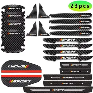 23-Piece 3D Carbon Fiber Texture Car Door Handle Protector Film, Waterproof Matte Black Anti-Scratch & Anti-Collision Stickers, Easy Install Universal Car Accessories for Most Models