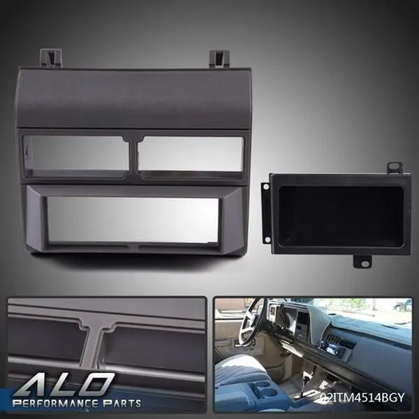 Fit For 88-94 Chevy GMC Trucks Pocket Radio Dash Bezel Kit Mount Trim Gray