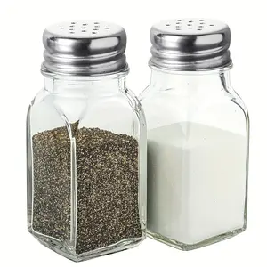 2pcs Salt & Pepper Shaker Set with Stainless Steel Lids - Clear Glass Spice Jars, Perfect for Farmhouse Kitchen Decor & Outdoor BBQs