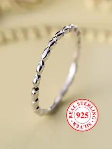 S925 Sterling Silver Ring Minimalist Band Stackable Cuff Ring, Casual Style Perfect for Daily Wear, Bridal Engagement Jewelry Gift（with Box） Stackable Rings