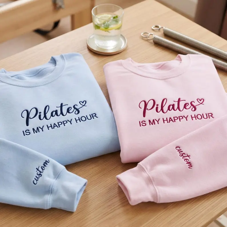 [Ship from US] Pilates Sweatshirt Embroidered, Pilates Instructor Apparel, Fitness Class Gym Crewneck, Birthday Present