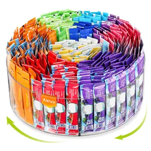 Extra Large 360° Rotating Drink Packet Organizer - Clear Acrylic Hydration Station for Water Flavors, Supplements & Tea Bags - Heavy Duty Pantry Storage Spinner#SummerVibes