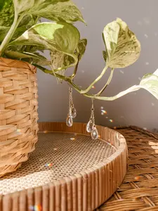 Double Teardrop Plant Vine Charm - Hanging Sun Catcher for Vines & Trailing Plants - Houseplant Accessory - Indoor Garden Art - Hangable Suncatcher Crystal Decor