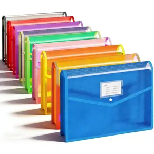 Plastic File Folder, 9 count Large-Capacity Poly Envelope Expanding Wallet Document Folder Letter Size A4 Accordion File Pouch with Label Pocket, Snap Button for School  Work Office Organization