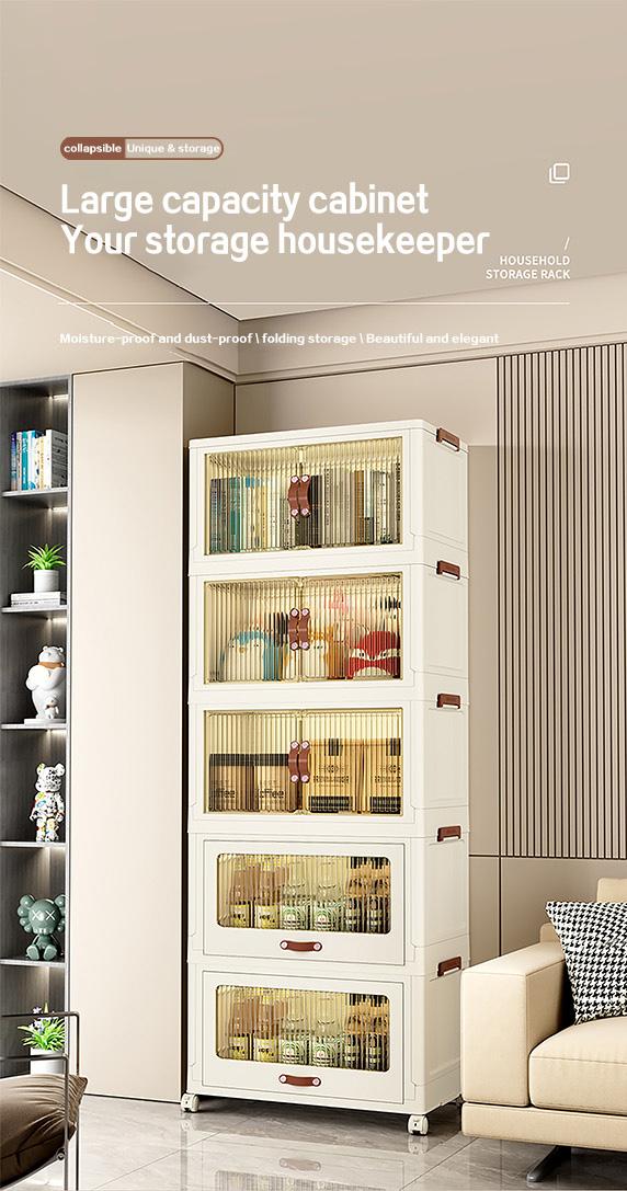 ONAIL Drawer style Super large Foldable Storage Box with Lid, Stackable Household Storage Holders with Wheels Home Decor Organiser Durable Plastic