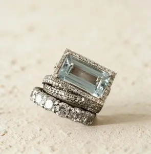 Three-Piece Ring Set, Personalized Fresh Style, Fashionable Luxury Large Rectangular Rings For Women, Perfect For Weddings, Parties & Everyday Wear