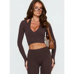 Pirouette Active Wrap Top Brown