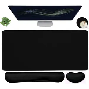 Large Mouse Pad and Keyboard Wrist Rest, Desk Pad for Keyboard and Mouse, 4-in-1 Large Gaming Mouse Pad with Wrist Support, Desk Mat for Home Office Study Game-Black