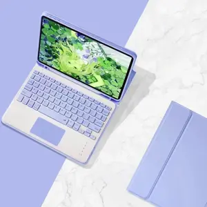 Keyboard with Touchpad for iPad 10.2 8 9th Pro 10.5 Air 3 11 2nd 3rd 4th, PU Leather Case, Foldable Stand Cover, 10.9 Inch
