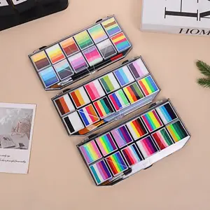 Rainbow Color Palette Set, 12-Color Body Paint Pigment Kit with Brushes, Water-Soluble & Easy Clean, Perfect for Face Painting & Parties, Body Makeup