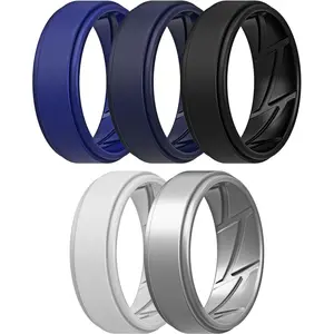 ThunderFit Men's Silicone Rings 10mm Wide 2.5mm Thick Rubber Bands, Breathable, Variety Multipack 1-7