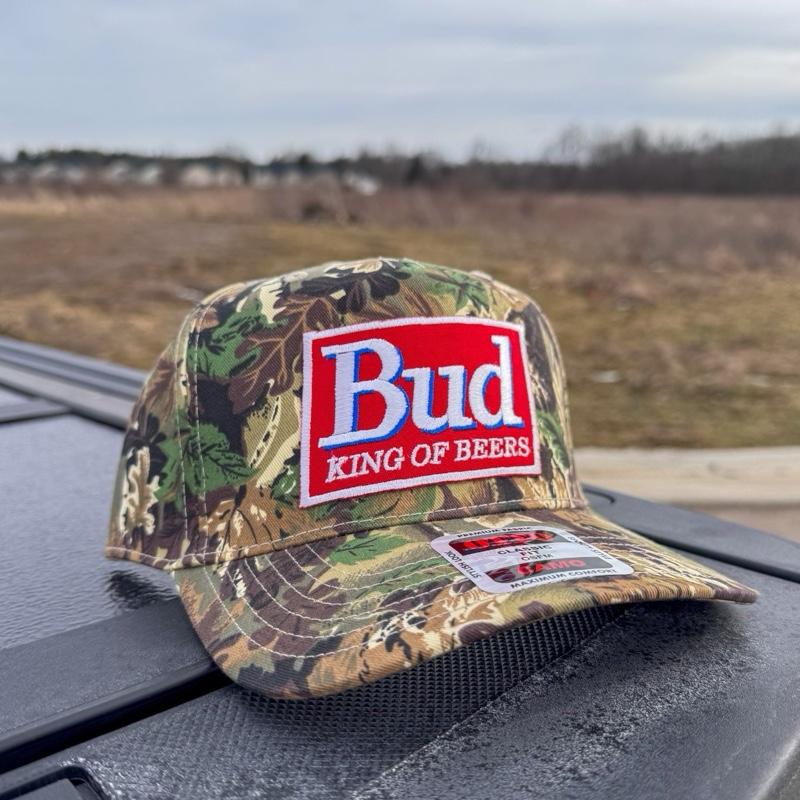 BUD Vintage Style Camo Otto Adjustable Snap Trucker Snapback King Of Beers