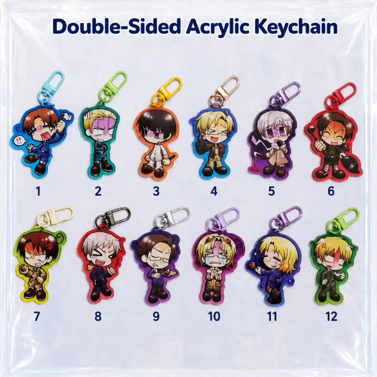 Hetalia Axis Powers Acrylic Keychain, Double-Sided Chibi Country Character Bag Charm, Anime Fan Collectible Gift