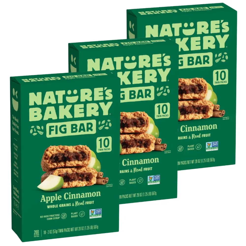 Nature's Bakery Apple Cinnamon Fig Bars Kosher 10 Twin Packs, 20 oz - 3 Pack