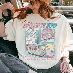 Comfort Colors Keep It 100 On The Land The Seas The Skies Shirt, EPCOT World Traveler Shirt