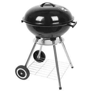 【Summervibes】Ubesgoo 18 Inch Portable Charcoal Grill, Stainless Steel BBQ Kettle Charcoal Grill With Wheels And Storage Holder For Camping, Picnic, Barbecue, Party, Outdoor Activities