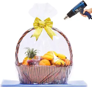 Extra Large Cellophane Shrink Wrap Bags for Gift Baskets, 40x47 Inch Christmas Basket Bags (5 Pack, XXXL)