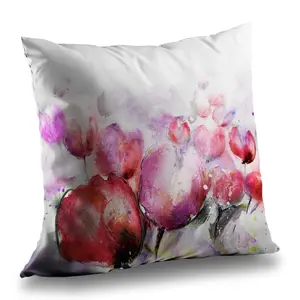 Begin Home Decor C1PT1414GPMLG1 14 x 14 in. Abstract Blurry Tulips - Romantic Floral Throw Pillow - Home Decor