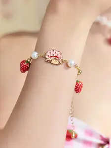 Strawberry Shortcake Cartoon Figures Zinc Alloy 3D Strawberry Charm Bracelet
