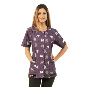 710 - Poodle Print Waterproof Hair Resistant and Bleach Resistant Grooming Smock