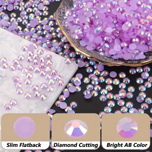 DIY Multi Color 3mm AB Jelly Resin Flat Back Glitter Rhinestones Resin Nail Gems for Nail Art Crafts Shoes Tumblers and DIY Fashion Decorations Kit