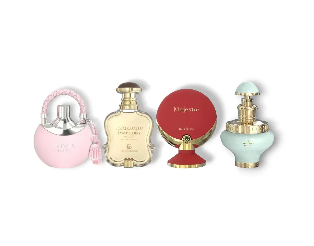 Le Falcone Bundle | Juman Exclusive + Majestic Women + Symphony Melody + Bonita La Rose | Women's Fragrance | 100 Ml - 3.4 OZ | Eau De Parfum | Turkish Rose - Litchi & Rhubarb