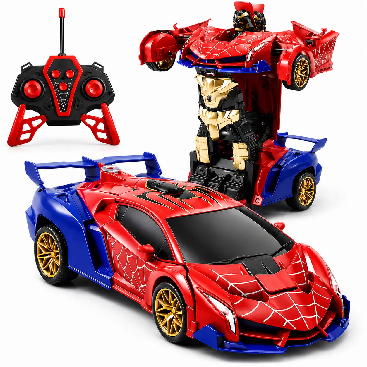 RC Transform Spider Car Toy for Kids, Remote Control Robot Car Toy with One Key Transform, 360 Spin, Battery and Accessories