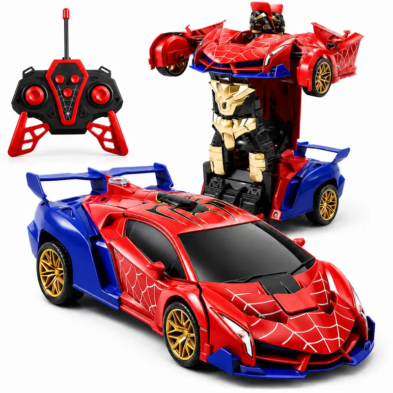 RC Transform Spider Car Toy for Kids, Remote Control Robot Car Toy with One Key Transform, 360 Spin, Battery and Accessories