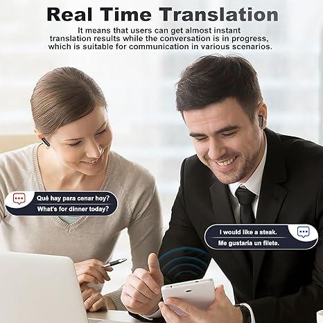 Exs ulity 5.4 wireless Bluetooth headset, supports 144 languages, high-precision simultaneous interpretation headset, waterproof and sweat-proof, supports playing music, short videos, and calls