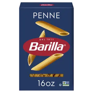 Barilla Penne Pasta 16 oz Box Non-GMO Durum Wheat Semolina Kosher Certified US Made Ridges for Sauce Retention Al Dente Texture