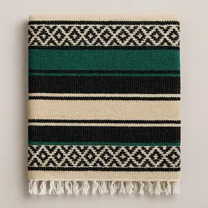 Nick's Authentic Mexican Blanket Handwoven Colorful Serape Soft Cotton Blend 74" x 52" Versatile Home Décor Yoga Meditation Beach Picnic Camping Cozy Throw