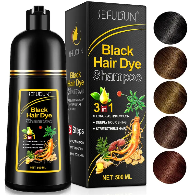 SEFUDUN 3-in-1 Hair Color Shampoo, Gray Hair Coverage Hair Dye Shampoo, Covers Roots, Temples & Full Head, Natural Long-Lasting Color Effect