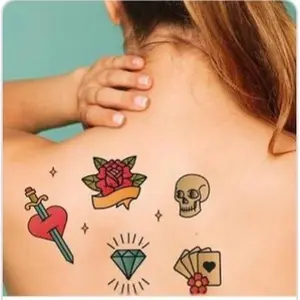 Custom Temporary Tattoos with Sword Rose Skull Diamond and Card Designs for Fun and Stylish Looks