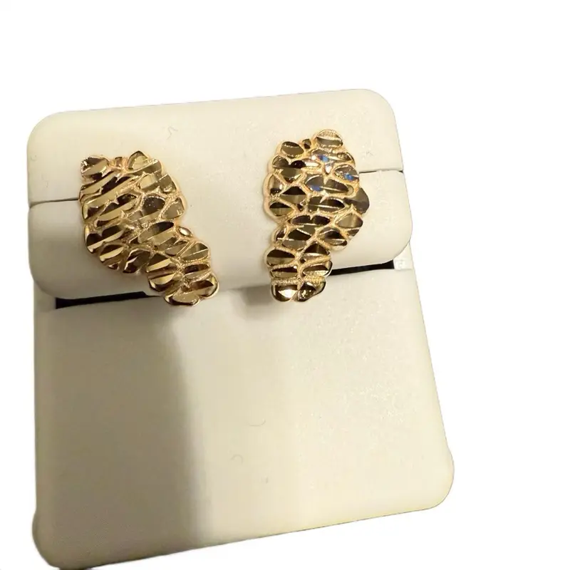 Nugget map 14mm earrings 925 over 14k gold filled plated