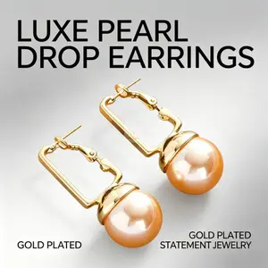 Women's High Gloss Champagne Gold Dangle Earrings - Minimalist Elegant Gold Geometric, Casual Style, Vacation Daily Wear Costume Jewelry Gift, Casual Style Earrings