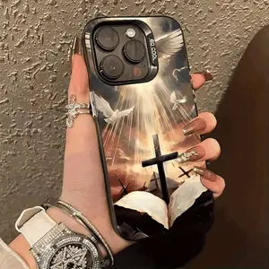 Fashion Trendy Creative Cross Pattern Case for iPhone 16 15 14 Pro Max 13 12 11 XR XS Plus Shockproof Drop Protection Durable PC Smartphone Cover