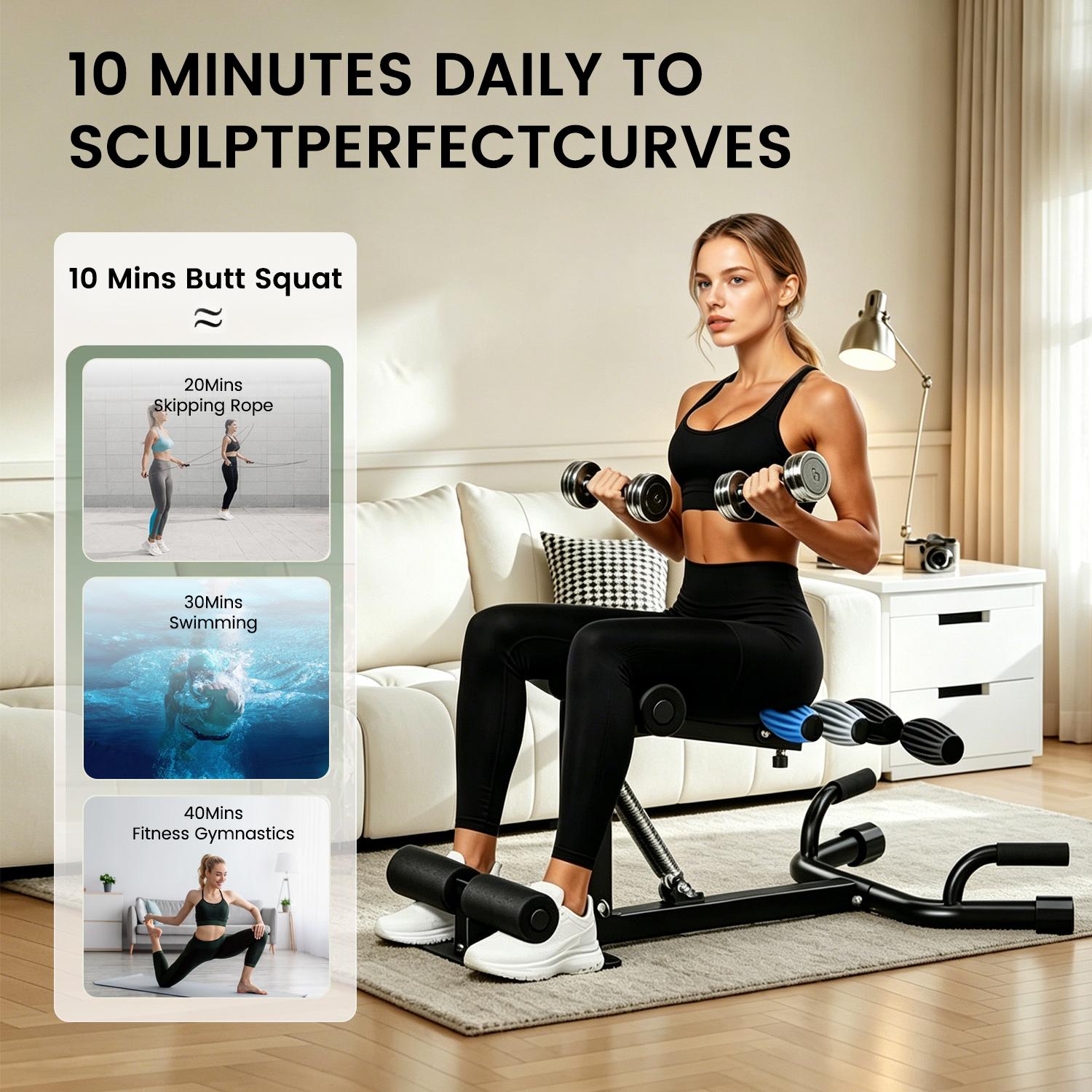 Ranbro Professional Squat Machine, Multi-Use Home Workout Station for Abdominal & Leg Training, Adjustable Core Strength Fitness Equipment with Resistance Bands, Full Body Exercise Machine for Stability & Power, Space-Saving Personal Home Gym