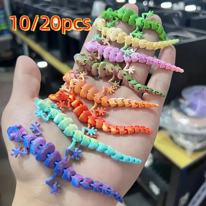10/20pcs 3D Printed Gecko Toys, Figurine Set, 3.54 Inch Pla Material, Vibrant Colors, Perfect for School Gifts, Birthday Parties, Holiday Decorations