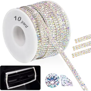10-Yard Self Adhesive  Rhinestone Ribbon,Durable Sparkling Glass  Decoration Ribbon for  Interior,Tech Gadget,Easy to Apply  Adhesion Long-Lasting Brilliance (Iridescent)