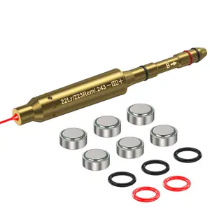1pc 22lr/223rem/243 End Barrel Laser Bore Sighter - 100-Yard Precision Calibration - Easy to Install at the Barrel End - Quick Zeroing and Precise Calibration - Sturdy and Durable - Low-Power Laser (<5mW) - Includes 6 Batteries and 5 O-Rings
