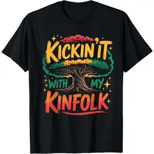 100% Cotton Kickin It with My Kinfolk Funny Family Reunion Tree Roots T-Shirt
