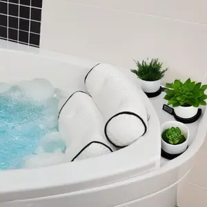 Luxury bath pillow for tub 6 strong suction cups 4d breathable mesh headrest cushion bathtub pillow for head and neck support relaxing spa accessories ideal for tubs whirlpool tubs and spa gifts