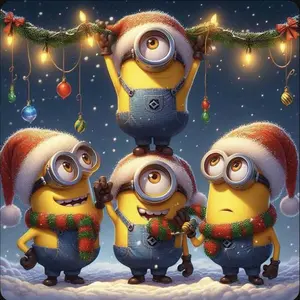 5D DIY Full Drill Round Diamond Painting - Diamond Art Kit Minion Christmas Mosaic, Canvas - DIY Decorative Picture, Home Wall Decoration, Perfect for Halloween and Christmas, Independence Day, Birthday, and Anniversary Gifts.