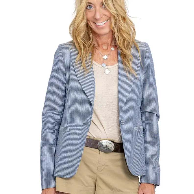 Pinstripe Blazer - Navy Hearts Elbows