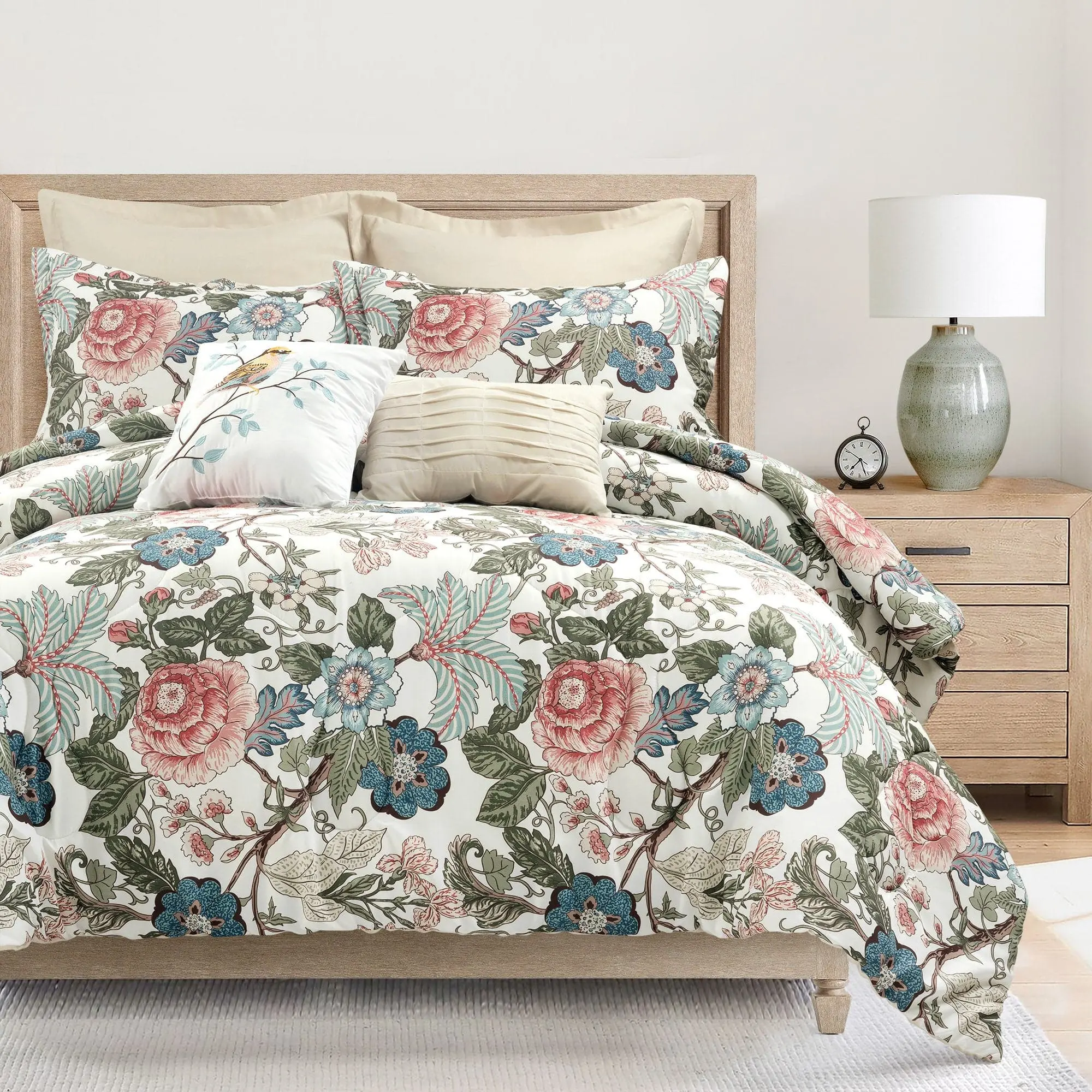 Lush Decor Sydney Comforter 7 Piece Set with Floral Design, Ideal for Comfort and Style