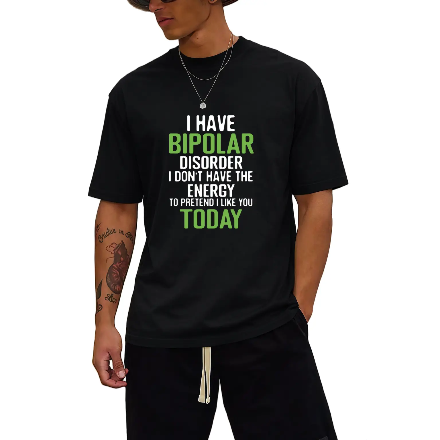 Bipolar Awareness Tee | Funny Humor T-Shirt, 100%,  Crew Neck, Short Sleeve, Casual Fit, Perfect for Summer Sports and Leisure Wear, Vintage New Year'S Gift