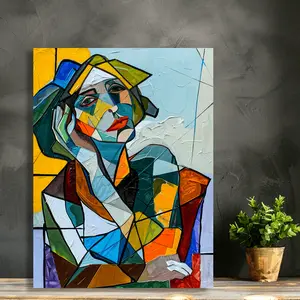 Picasso-Inspired Abstract Female Canvas Art, 12x16" - Frameless Modern Wall Decor for Home & Office